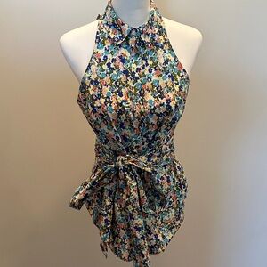 Maeve by Anthropologie Floral Halter Neck Women Top
